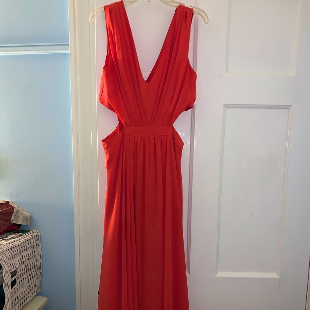 ASOS coral cutout chiffon maxi dress